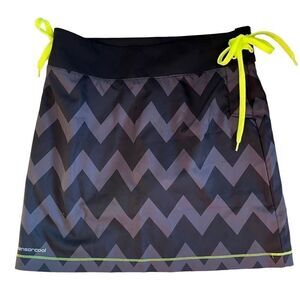 Ping Golf Skirt Skort Geometric Black & Gray pattern, Neon side tie sz S